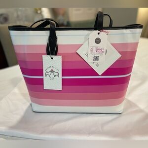 NWT | 100% Nappa Leather City Tote | Retro Summer Stripe